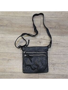 Black Crossbody Vegan Leather Bag with Zipper Details